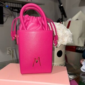 Maya winston| Pink crossbody bag with pink gold chain metal strap